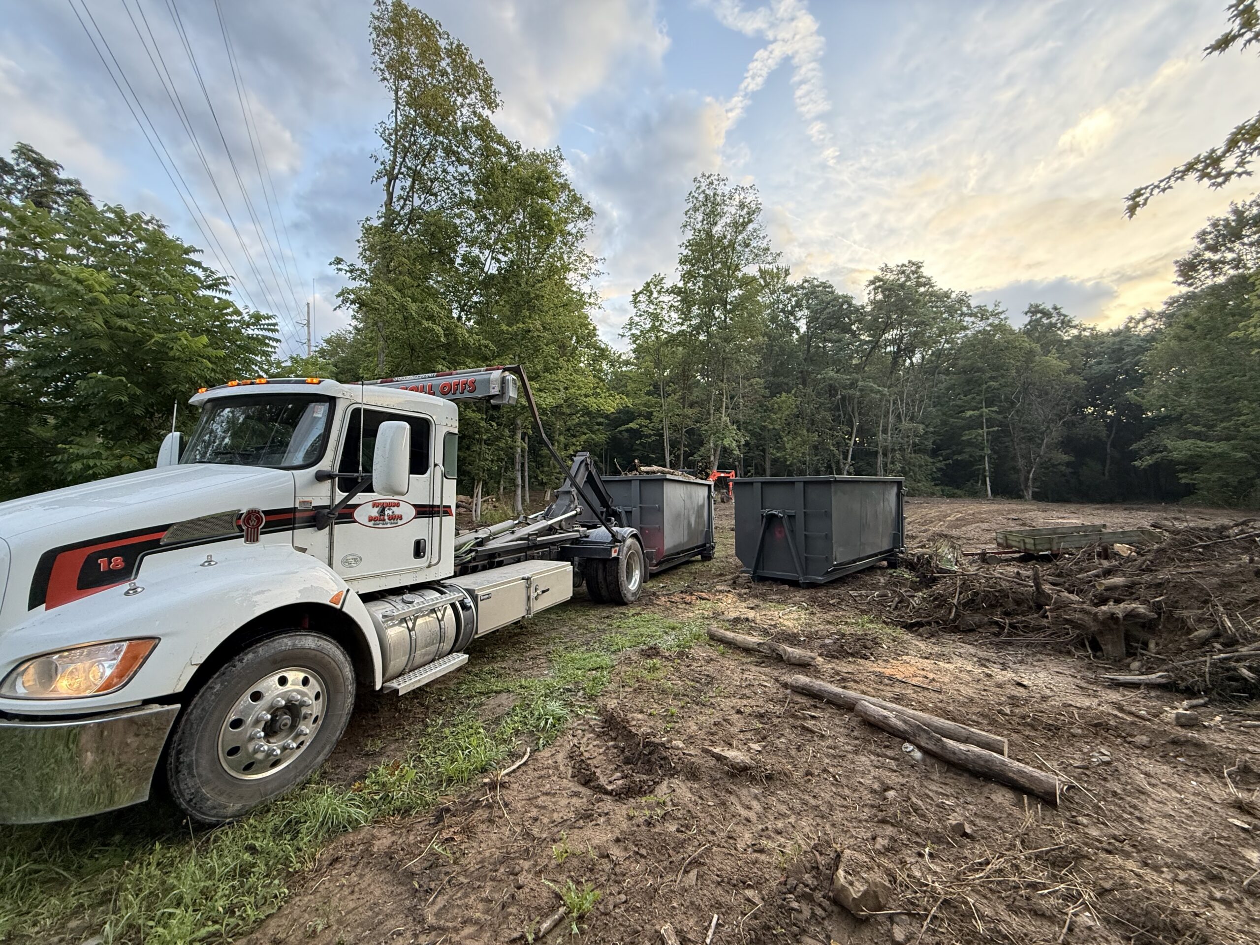 Fryburg Roll Offs dumpster on job site Wayne County